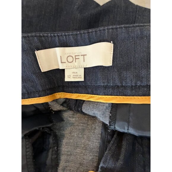 Loft Womens Size 12 Julie Fit Dark Wash Cropped Trouser Pants Casual Work - Picture 4 of 6